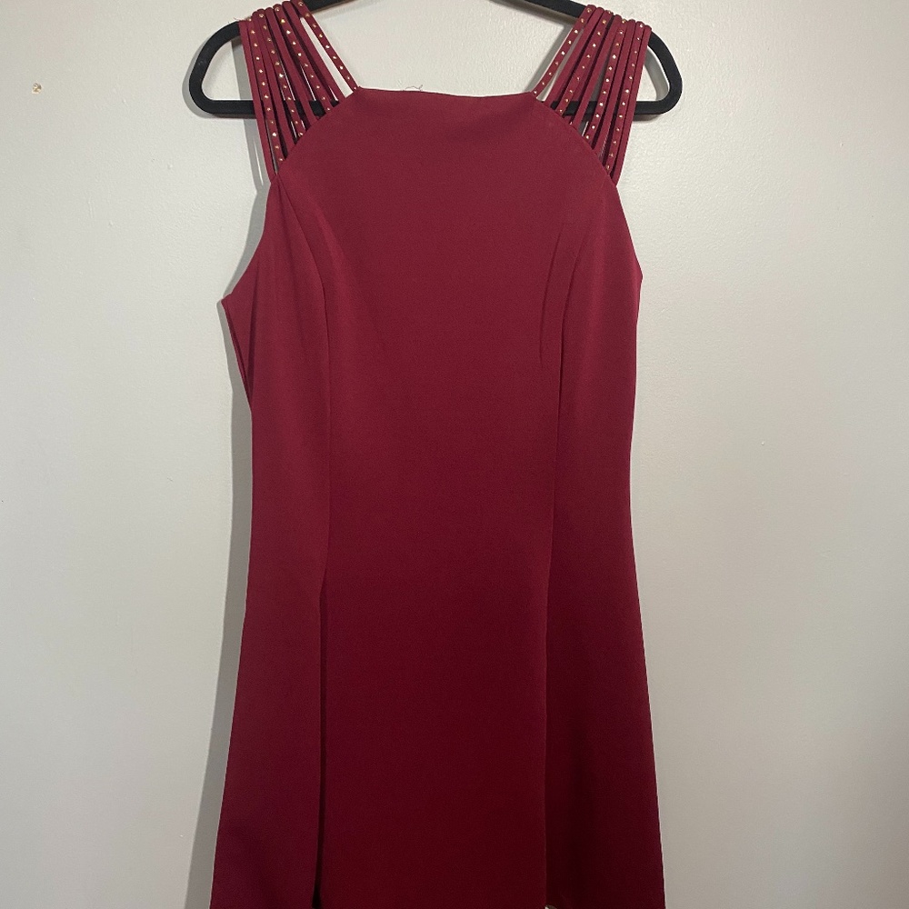 Red Sleeveless Knee Length Dress